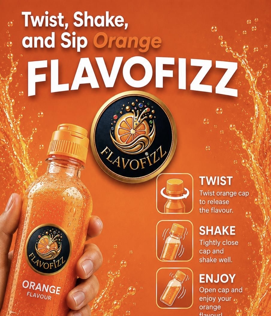FLAVOFIZZ orange Burst – Pack of 4,8,12,16 [Refreshing Orange Water Flavour Caps]