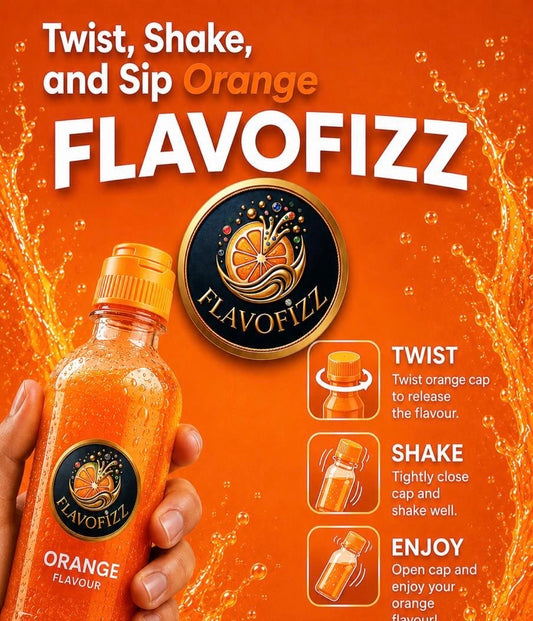 FLAVOFIZZ orange Burst – Pack of 4,8,12,16 [Refreshing Orange Water Flavour Caps]