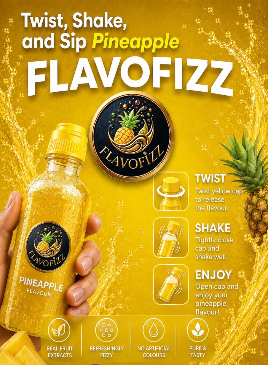 FLAVOFIZZ Pineapple Paradise – Pack of 4,8,12,16 Tropical Pineapple Water Flavour Caps